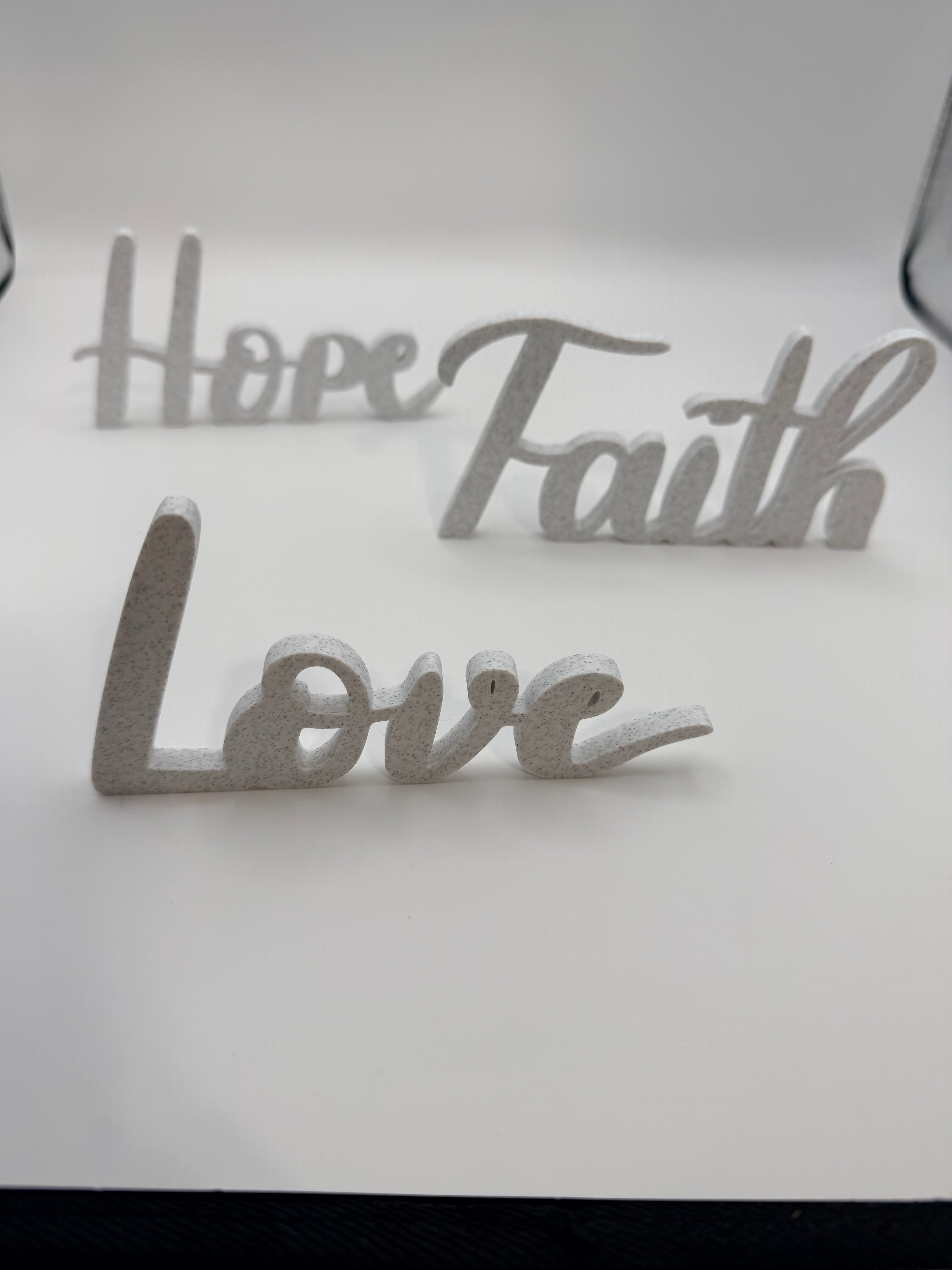 Hope, Faith, Love Desk Art.